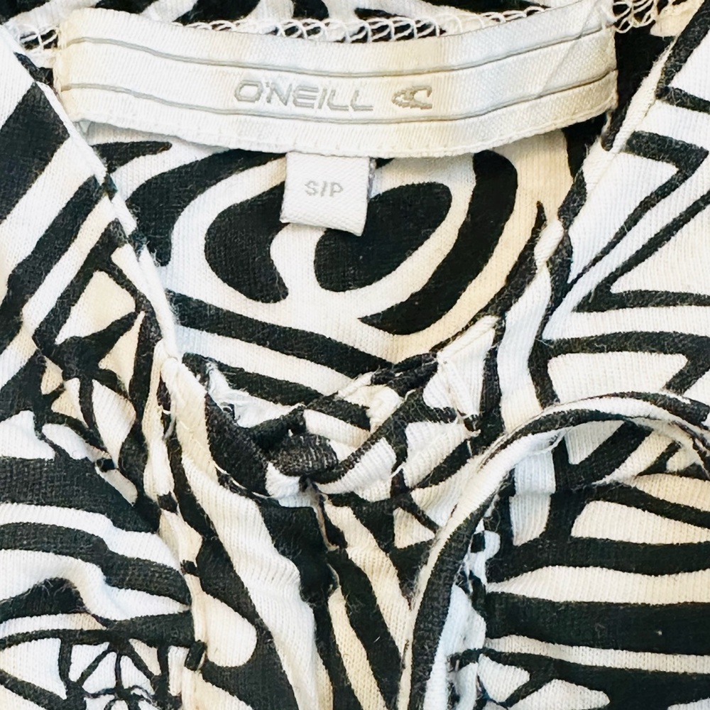 Sundress O’NEILL Maxi Dramatic Blk White Batik Adjust Strap Cotton Sz S/P S - Picture 5 of 16